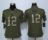Women Limited Nike Indianapolis Colts #12 Luck Green Salute To Service Jersey